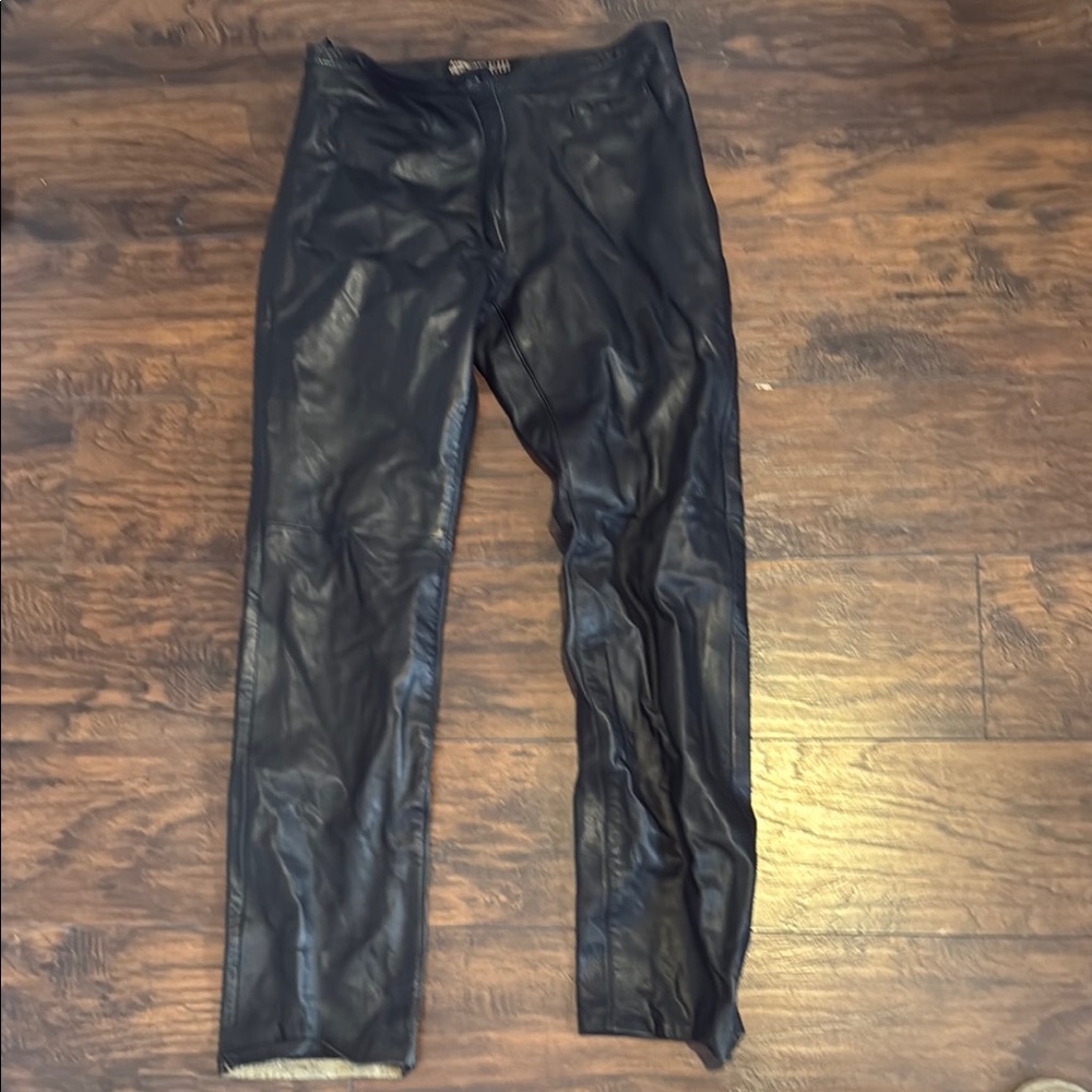 Black Straight Leather Pants